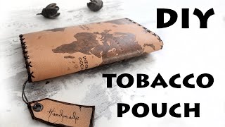 DIY Leather Tobacco Pouch - World Map Design