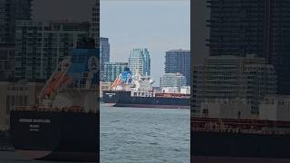 Cargo Ship Navigating River Hudson