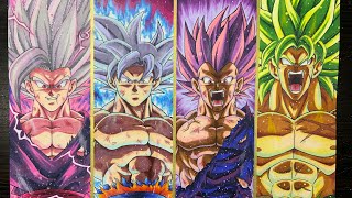 Drawing the Four Strongest Saiyans!!!