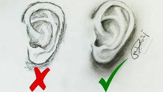 الطريق الصحيحه لرسم الاذن الجانبيه للمبتدئين |The right way to draw the side ear for beginners