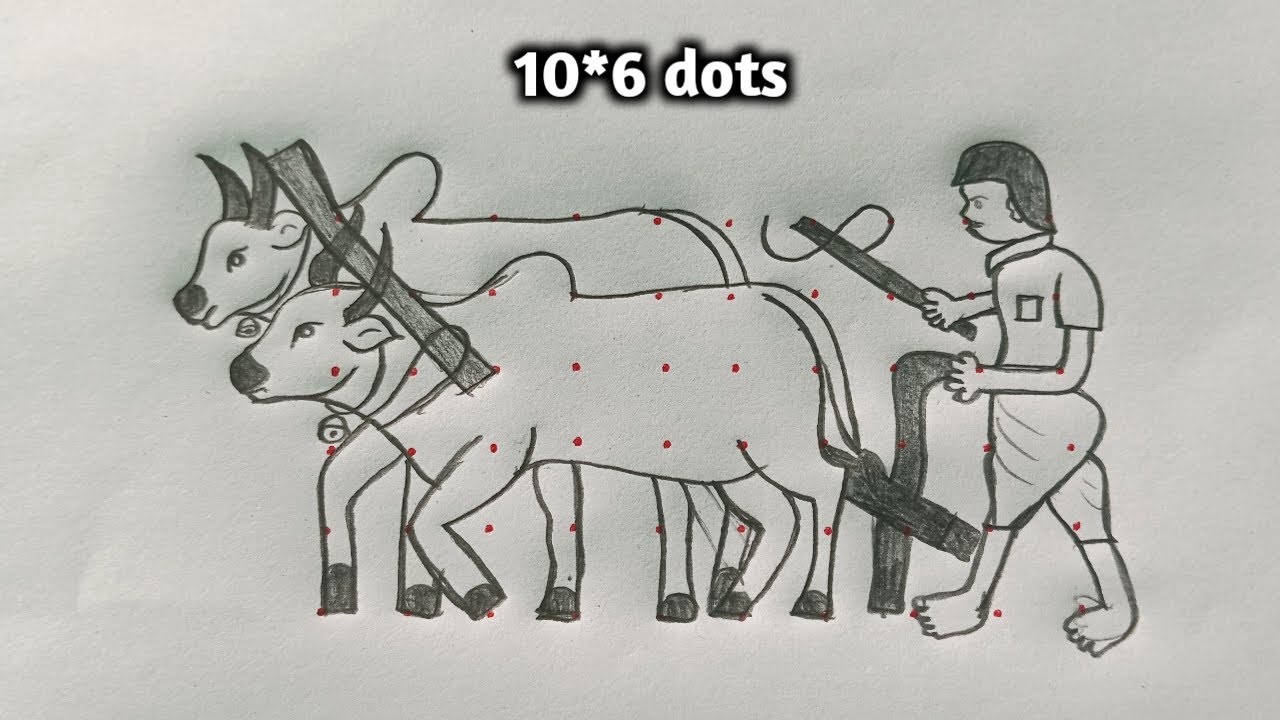Mattu pongal🌿🌺🐄special farmer with ox kolam from 10*6 dots/OX kolam with dots/mattu pongal