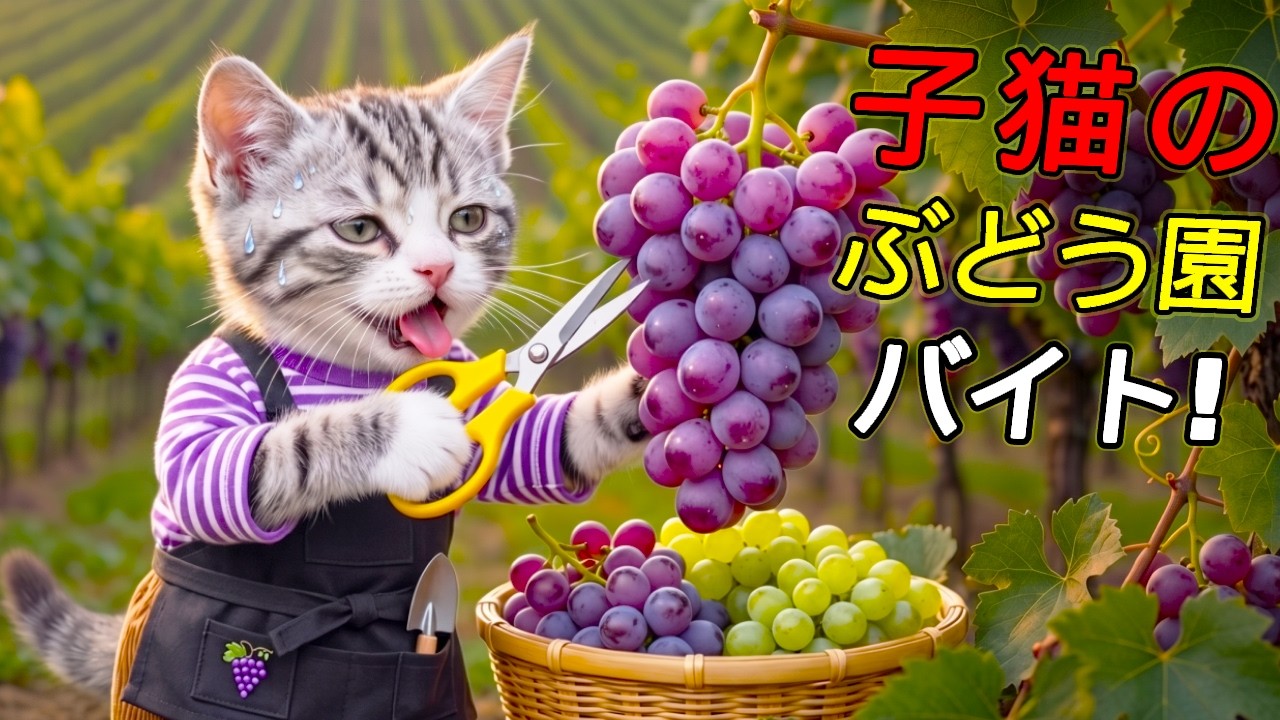 Heartwarming] Kitty works hard at the vineyard The day she