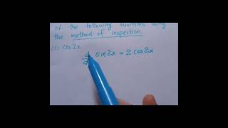 Method of inspection to find anti derivative integral of cos2x NCERT class 12