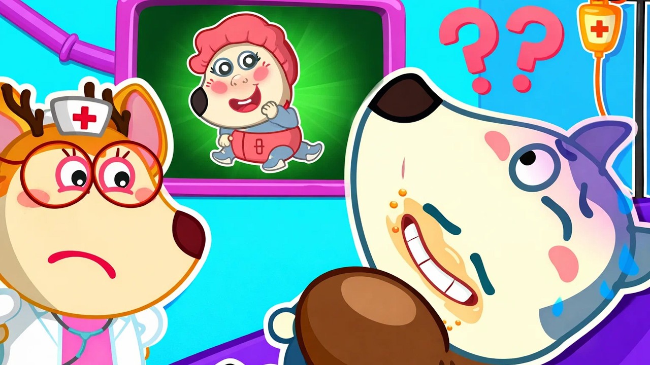 O que tem o estômago do papá?🤔Pai, tem um bebé? | Wolfoo em português