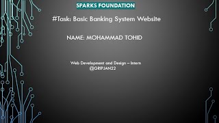 Task1|| Basic Bank System || java spring boot ||GRIPJAN22@SPARKS