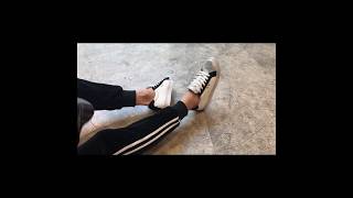 MAGZERO [Autumn New] Side Stripe Velvet Hoodie and Jogger Pants 2 Pieces Set Black
