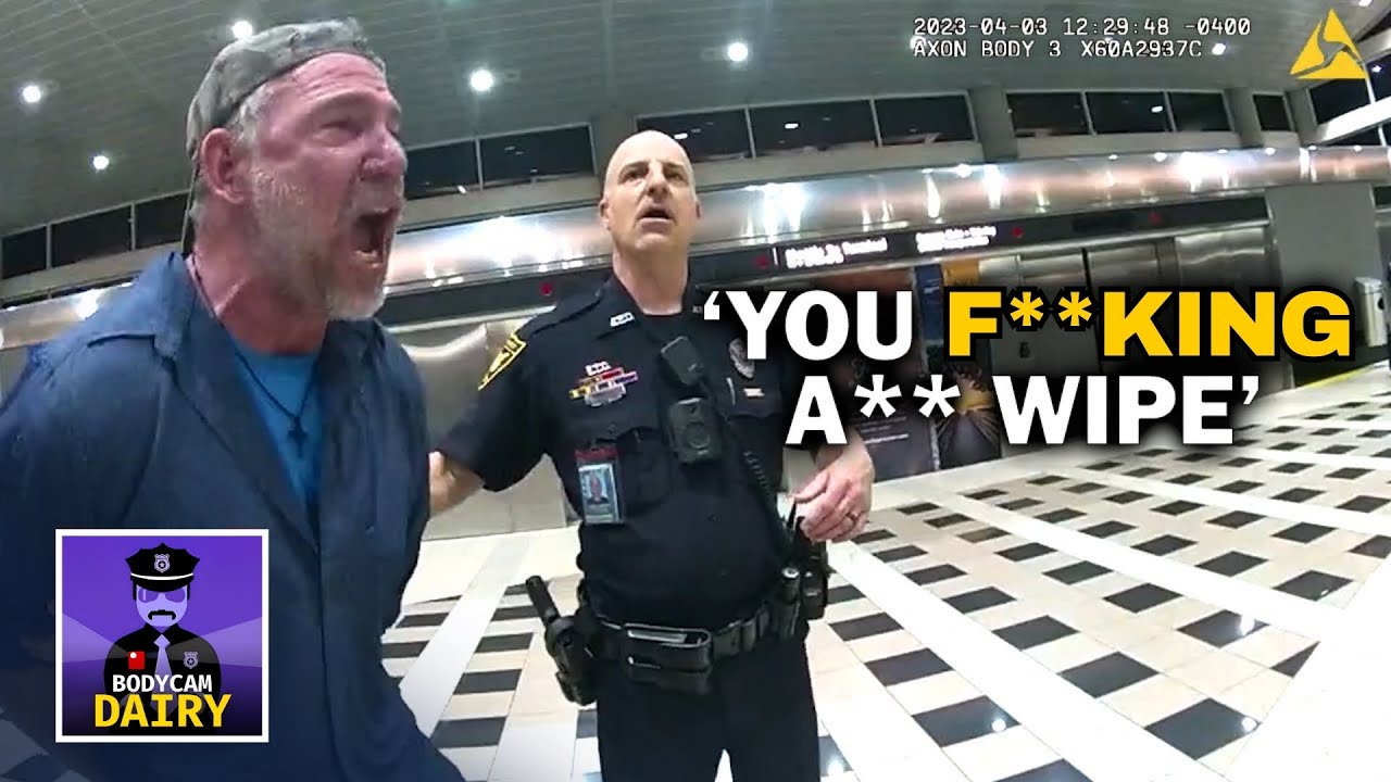 Unruly Drunk Reacts as Police Stop Him at Airport Bar