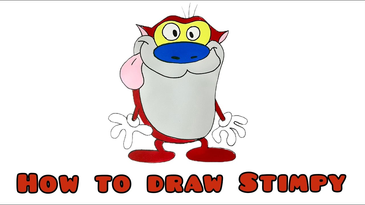 How to Draw Stimpson J. Cat, Better Known as Stimpy – Good-Natured, Dim-Witted Cat