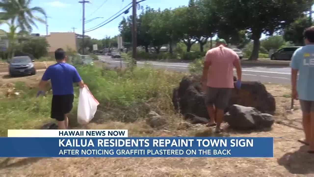 Kailua residents express disappointment following town sign being vandalized