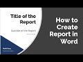 How to make Classic Report Template in Word | Business Reports | Speed Word