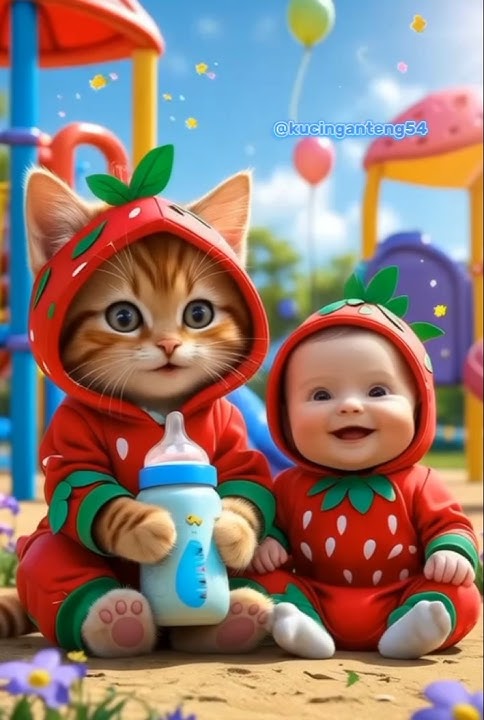 Kucing nyanyi pok ame ame belalang kupu-kupu bersama bayi lucu #shortsviral #pokameame #kucing #bayi