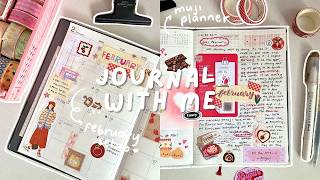 🍒 journal with me: FEBRUARY 2026 muji planner setup °˖➴