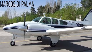 Marcos Di Palma con su avioneta Aeroclub San Juan - Beechcraft Baron D55