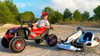 Ride on KIDS Cars, Sportbike, Tractor.  Artem stories about Transport for kids