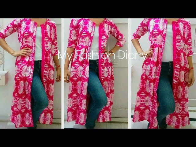 DIY:Kurti With Attached Koti (Jacket) Cutting and Stitching Very Easy  Tutorial - YouTube