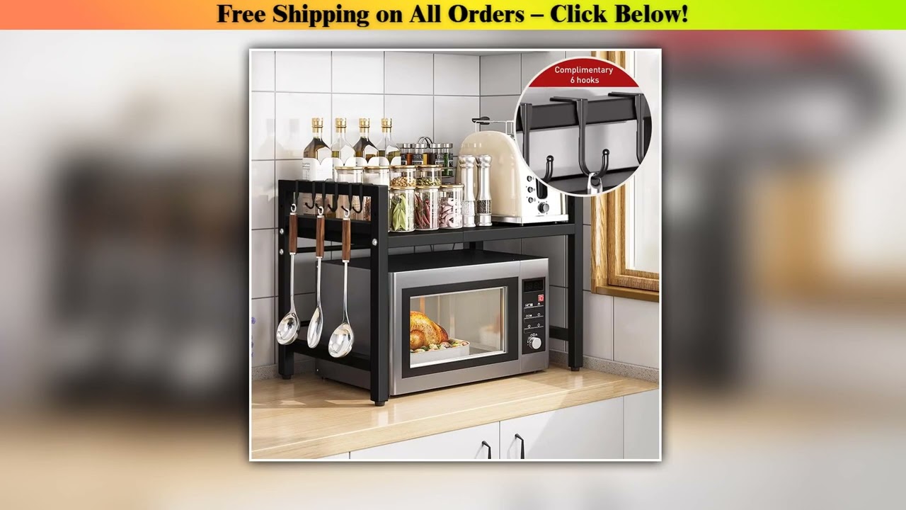 1pc Expandable 42-64cm Microwave Shelf Organizer, Moisture And Rust Proof Microwave Countertop