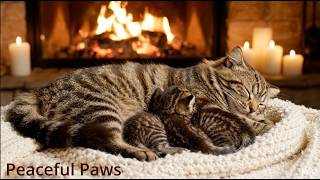 Peaceful Paws 🐾 Cozy Cat & Kitten Fireplace Ambience for Sleep, Relaxation & Stress Relief