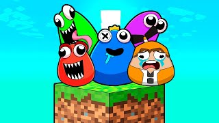 ¡RAINBOW FRIENDS son todos POU (SKYBLOCK)! | Palmita REACCIONA a Loco Craft