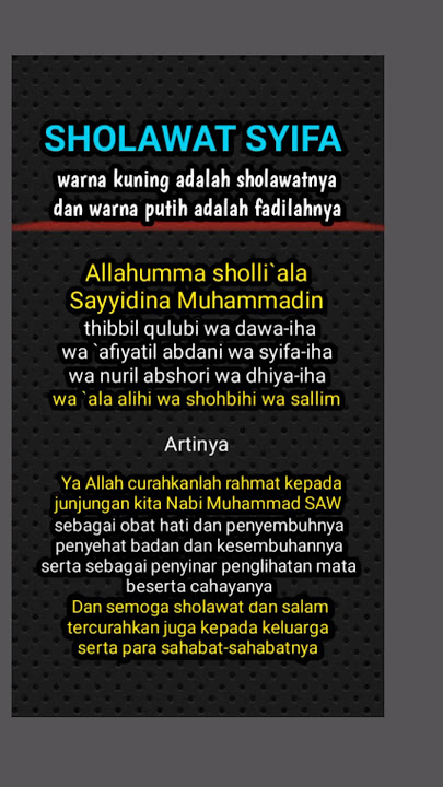 SHOLAWAT SYIFA LATIN DAN TERJEMAH#shorts