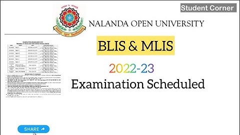 NOU BLIS and MLIS  Examination schedule | Nalanda Open University