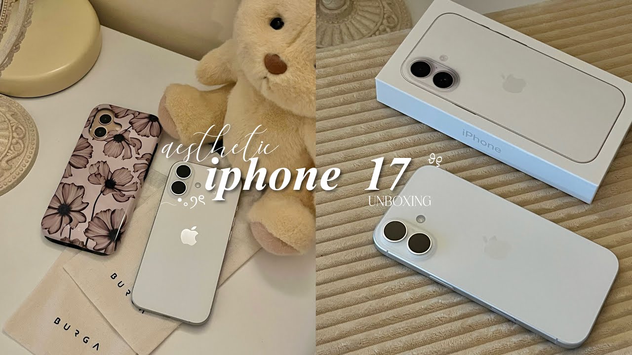 Эстетическая распаковка iPhone 17 🤍 (белый + 512 ГБ) с чехлами для телефонов Burga
