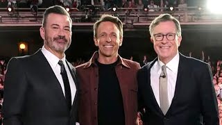 Seth Meyers CRASHES Jimmy Kimmel/Stephen Colbert Late-Night Crossover to TROLL Donald Trump