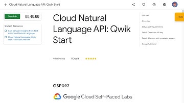 Cloud Natural Language API: Qwik Start GSP097