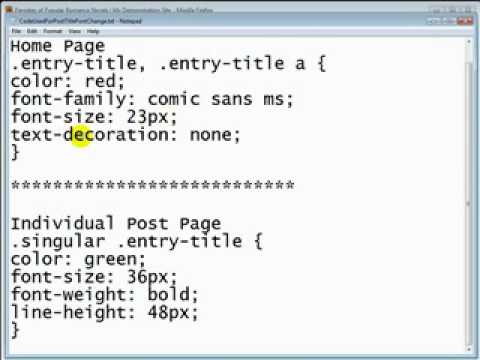 Hack \ Customize Your WordPress Theme Vid22-PostTitleFontChange