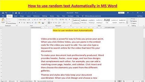 #msword How to use random text Automatically || Use Auto text Function in MS Word