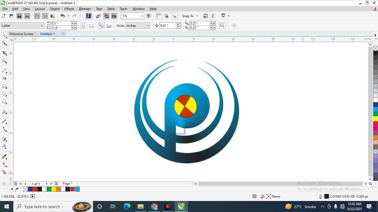 P logo design in corel draw. corel draw tutorial