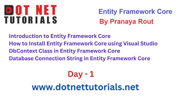 Entity Framework Core | EF Core | Day 1 | By Pranaya Rout | Dot Net Core Tutorials | Online Training