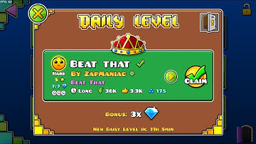 Daily Level #94 | Beat That By ZapManiac 100% (3 coins) | Geometry Dash 2.207