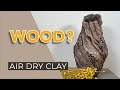 WOOD TEXTURE  on Ceramic VASE | Full Tutorial | DIY AIR DRY CLAY Project for HOME DECOR