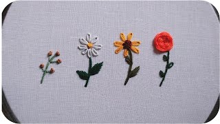 4 type of flowers embroidery