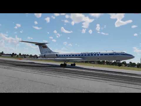 Залёт на посадку (вид сбоку), Жуляны UKKK | X-Plane 12 | Ту-134