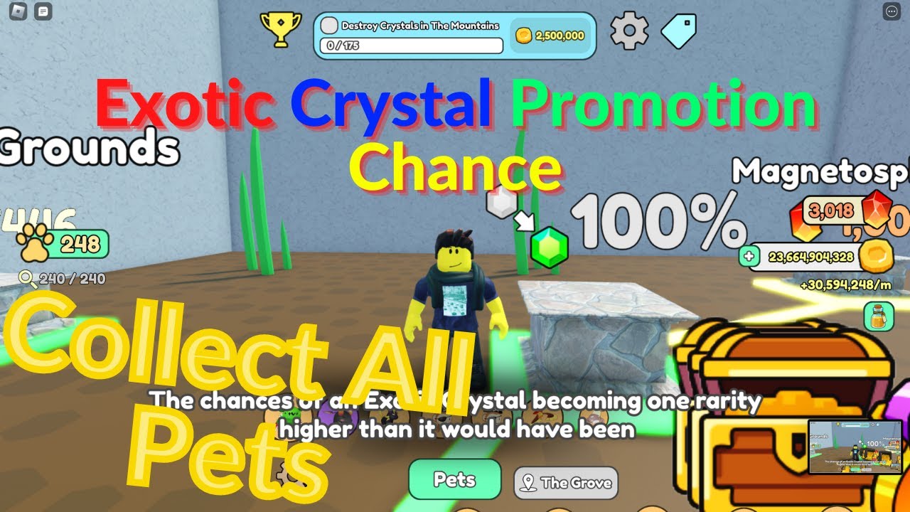 Roblox collect all pets | Maxing Exotic Crystal Promotion Chance