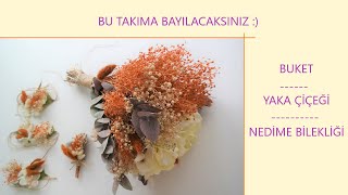 Kuru ot ve çiçeklerden BUKET TASARIMI , YAKA ÇİÇEĞİ ve bonusu  :) NEDİME BİLEKLİĞİ ! | Maimor