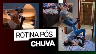 Rotina de limpeza atés e depois da chuva ,as roupas acumularam 🤦‍♀️ de novo