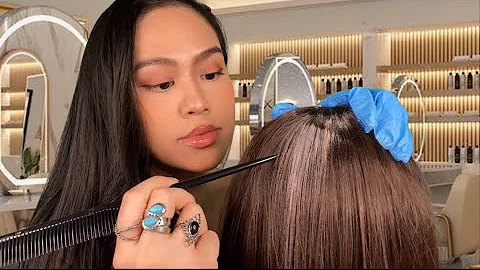 ASMR Scalp Check + Treatment 4 Dandruff Removal (Scalp Scratching Massage @ Hair Salon) Gum Chewing