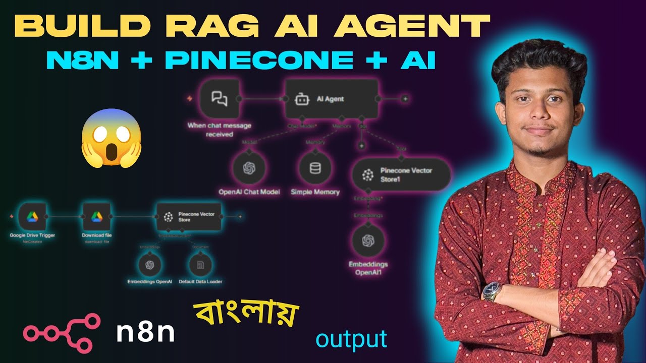 Personal RAG AI Agent || n8n ও Pinecone ব্যবহার করে-(বাংলায়) - YouTube