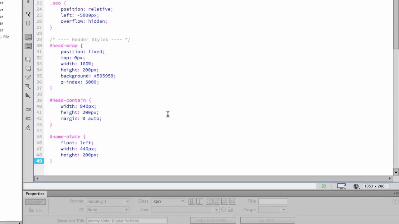 Crater BIS Portfolio Y2: 2-3 Create a Header