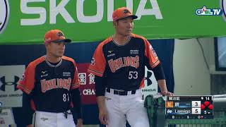 04/21 統一 vs Lamigo 五局下,王柏融獲保送Lamigo攻占滿壘,陳俊秀緊跟著獲四壞保送擠回一分