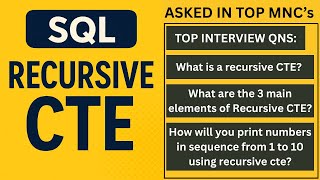Recursive CTE in SQL | SQL Interview Question Net Worth