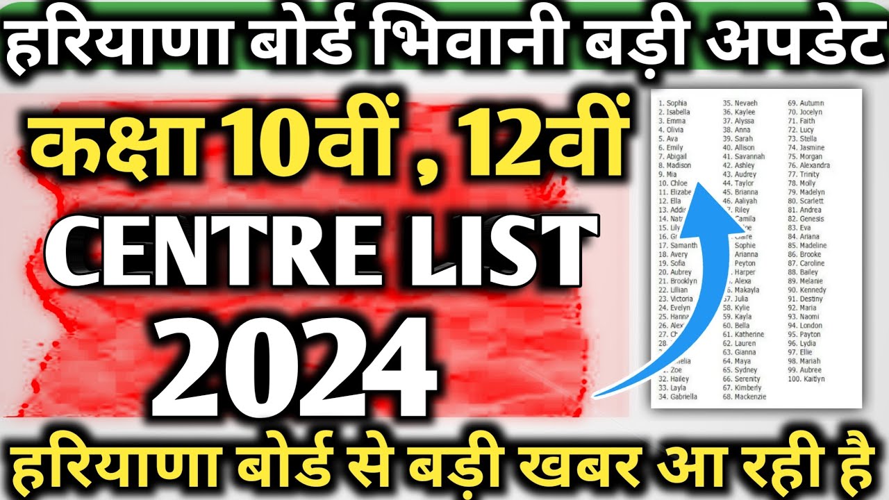 Haryana Board Bhiwani update 2024 / HBSE Board class 10th 12th centre list out 2024 / hbse centre...