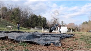Using a tarp to kill weeds and grass
