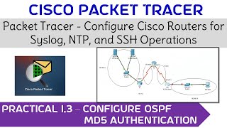 Practical 1.3 -  Configure OSPF MD5 Authentication #cisco #ciscopackettracer #ospf #md5 #network