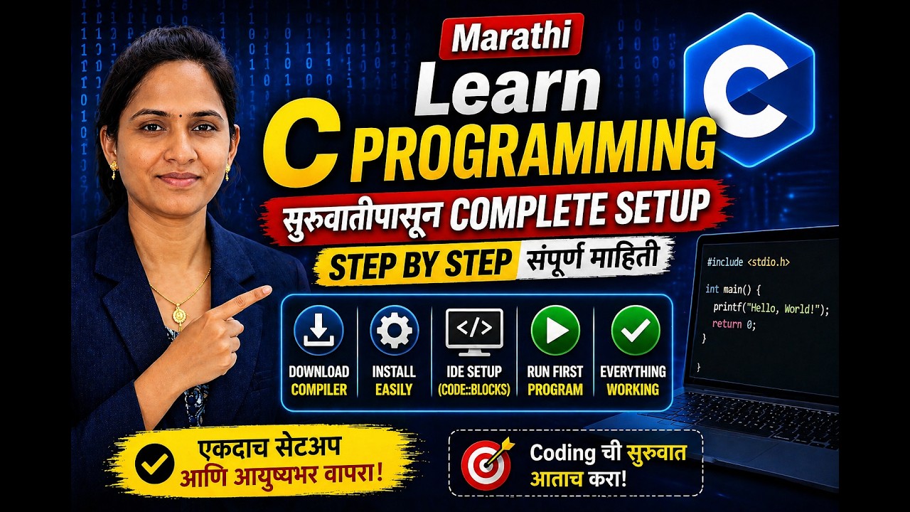 C Programming in Marathi | Lecture 2 | Setup & First Program 🔥 ...