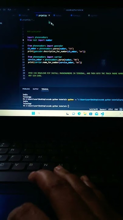 Python project | Track Phone number Location using python #shorts # ...