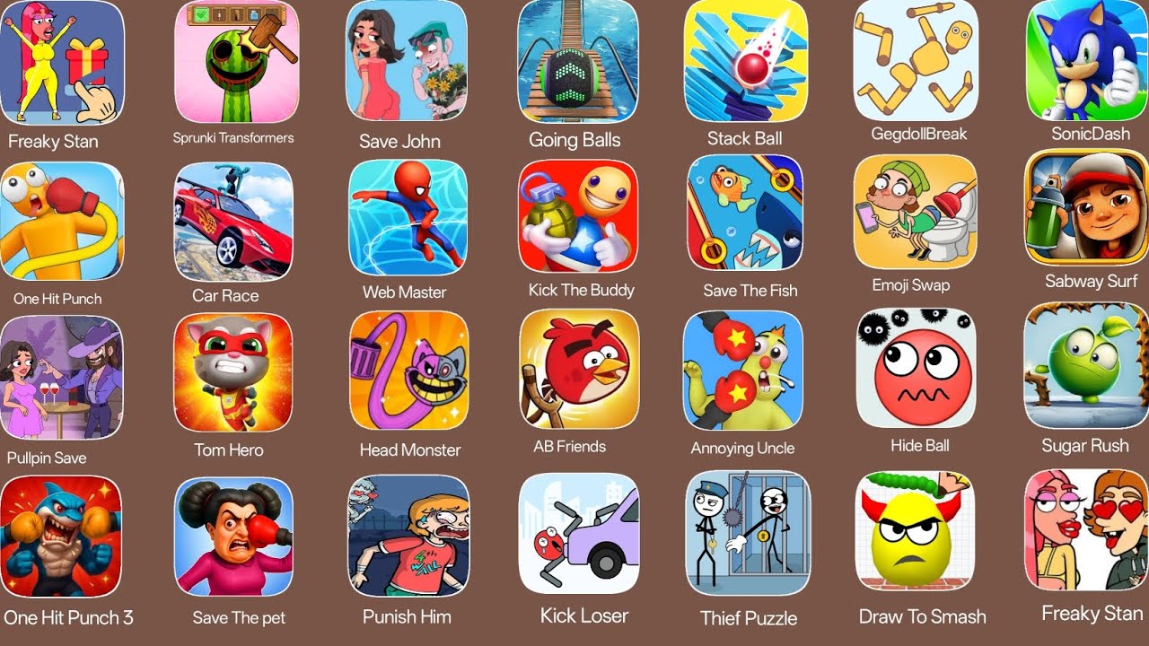 Roblox, Sprunki Survival, Bowmasters, Lucky Balls, Sabway Surf, Race Master, Going Balls,