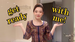 GET READY WITH ME ✈️  Singapore Airlines Cabin Crew (make up, french twist, grwm)